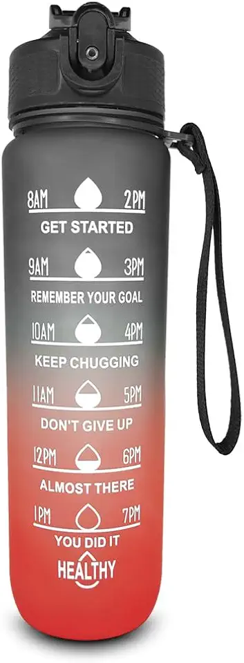 Garrafa Squeeze De Água Tie Dye 1000ml Para Academia Fitness Esporte (Preta e Vermelha)