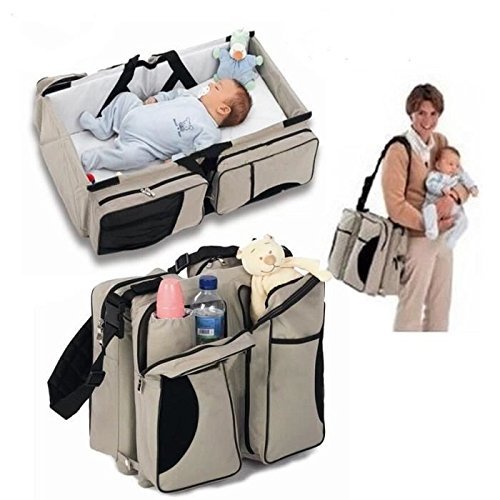 Sac à Langer 3en1 Bébé Maman Berceau Lit Portable Couffin Table à langer - 3 style et multi couleurs en option (Gris - Sac 3en1) Cover