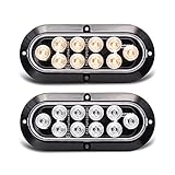 TMH ( Pack of 2 6 Inch 10 LED Surface Mount Oval Clear Lens/Amber Light Turn Signal Side Marker Tail LED Light for Truck Trailer Trail Bus 12V DC