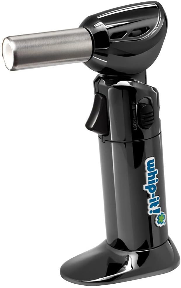 Whip-It! Flex Torch, Black Chrome. Butane Torch Lighter, Refillable Cooking Torch with Adjustable Flame, Safety Lock for Soldering, Kitchen, Welding