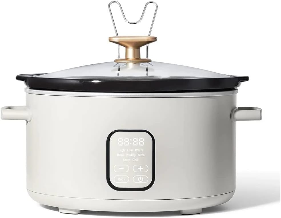 Touchscreen Slow Cooker, Kitchenware by Drew Barrymore, 6 QT Programmable Cooker with Touch-Activated Display (White Icing) Touchscreen Slow Cooker, Kitchenware by Drew Barrymore, 6 QT Programmable Cooker with Touch-Activated Display (White Icing)