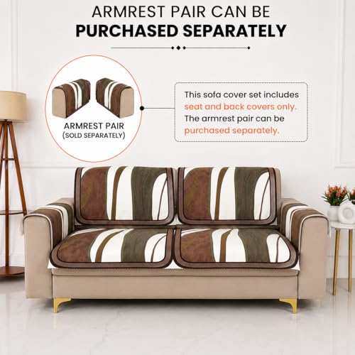 Image of Homerz Premium 'Luxe Series' Holland Velvet Sofa Cover | Smooth Finish | Anti-Skid Fleece Backing | Soft Touch Couch Protector for Living Room (Ocean Crest, 2 Seater, Seat Cover with Backrest)