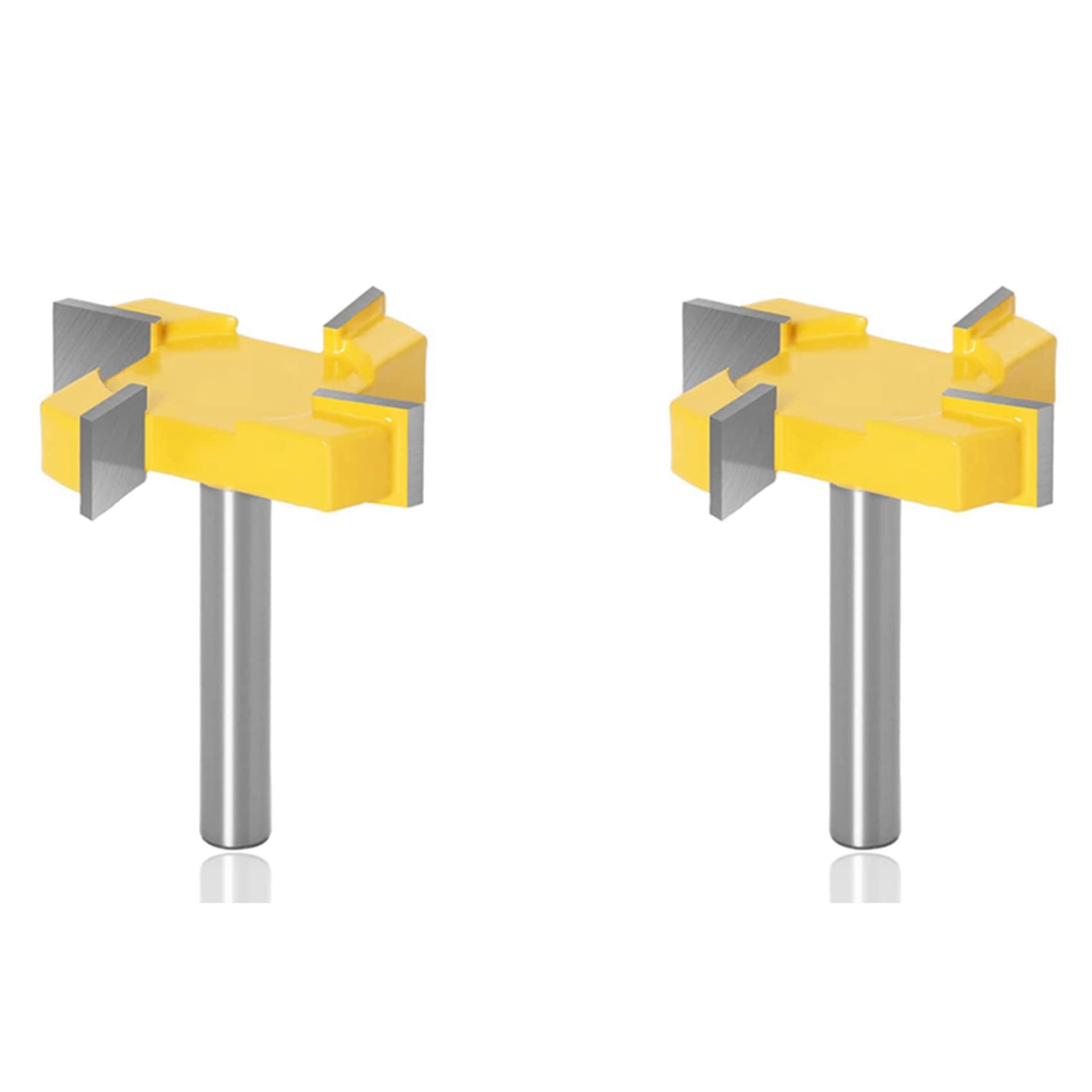 Jnchdghwa Yellow 2Pcs 8Mm Shank Spoilboard Surfacing Router Bit, Router Bit, 4 Flute Face Mill, Milling Router Bit, Router Bit
