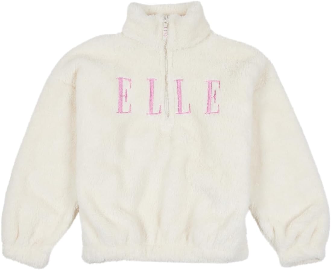 ELLE Girls' ELL0463976 Elle Teddy Half Zip Funnel Neck Vanilla Ice