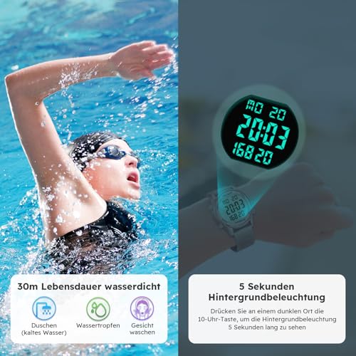 Damen Schrittzähler Uhr,Wasserdicht Fitness Tracking Digitale Uhr,Ohne Bluetooth und APP,Seniorenuhr mit Schrittzähler Kalorienzähler,Sportuhr zum Gehen/Laufen (Roségold, Damen)