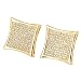 Mens 14k Gold Plated Hip Hop Kite Screw Backs Earrings Iced Out 8 Rows(15mmx15mm)