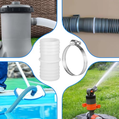 Zocipro 4Pcs Pool Hose Connector Ø 38 to 38 mm with 8 Metal Clamps, Universal Washing Machine Waste Pipe Connector, Pool Hose Adapter for Washing Machine, Pool Vacuum Cleaners - Image 6