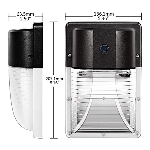 Cinoton 13W Led Wall Pack Light With Dusk To Dawn Sensor, 1600Lm[100-277Vac/100W Hid/Hps Equiv.] Ip65 Waterproof Outdoor Security Flood Lighting For Garage Warehouse Garden Patio 5000K-Daylight 1 Pack #TOP3