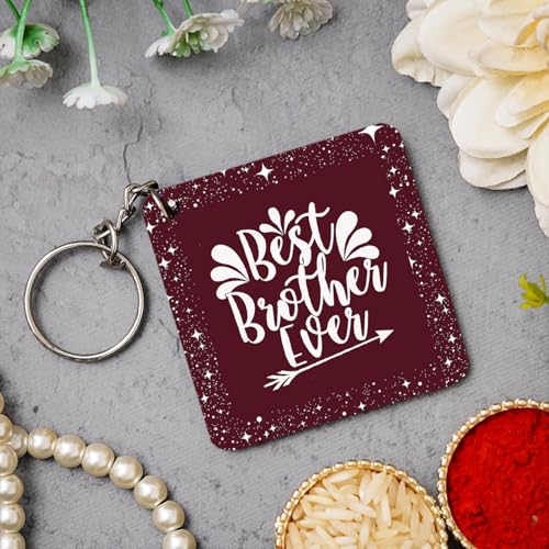 Image of Rakhi Set for Brother with Printed Mug, Keychain Combo Pack of 5 (Greeting Card,Roli Chawal,Rakhi,Printed Mug,Keychain)| Gift Hamper for Brother