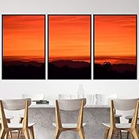 3 Piece Framed Canvas Wall Art Orange Sunset Canvas Prints Home Artwork Decoration for Living Room,Bedroom - 16