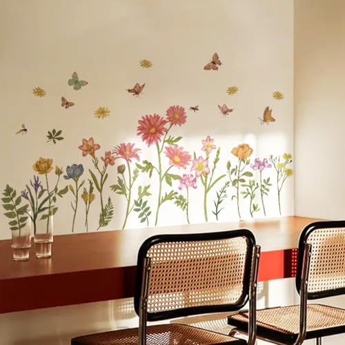 Runtoo Vinilos Decorativos de Pared Flores Boho miniatura 3