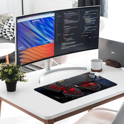 Tapis de souris de grande taille premium et imperméable papillon - 6