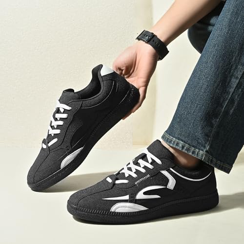 Image of Cruiser Men's Low-Top Sneakers | Chunky Platform Cushioned Insole | Trendy & Stylish Modern Lace-Up Athletic Shoes with Wave Graphic Side Panels| Retro Street Style Casual Walking Footwear (2658)