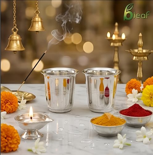 Image of BLeaf Silver Plated Elegance Glass Set (Set of 2 Pcs, 6x6 cm)