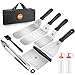 Huolewa 9 Pcs Ensemble de Spatuleen Acier Inoxydable, Ensemble d'accessoires pour Plaque chauffante Professionnelle BBQ, Barbecue Spatule ustensiles Set, Spatule Plancha pour Teppanyaki