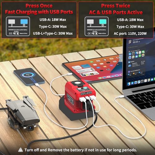 Image of 220W Power Inverter Compatible with Milwaukee 18V Battery, Tool Only