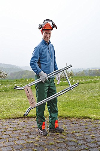 Foto von wolfcraft 5119000 Sägebock, zusammenklappbar/Mobile und kompakte Sägehilfe für zuhause und unterwegs, inkl. Auswurfsicherung/Tragkraft, 100 kg