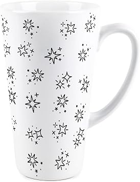 Purely Home Stars Tall Latte Mug - Ceramic White Tea/Coffee Present Gift