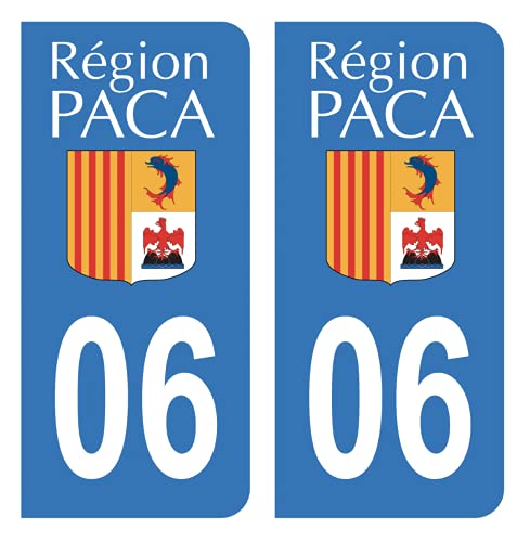 HADEXIA Autocollant Stickers Plaque immatriculation Voiture Auto département 06 Alpes-Maritimes Ancien Logo Région PACA