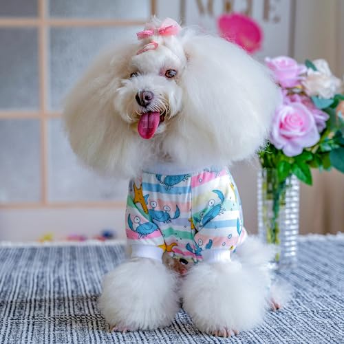 Image of CuteBone Small Dog Pajamas Shirt Stretchy Summer Puppy Pjs Soft Cat Onesies Pet Clothes for Daily Wear DA22L