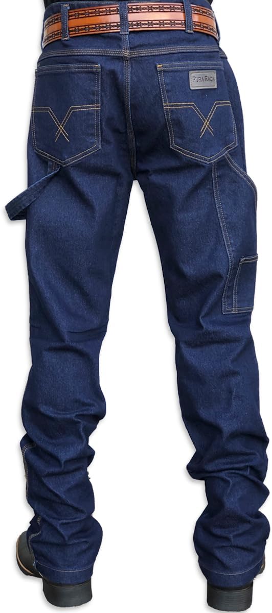 Calca Jeans Country Carpinteira Masculina Lycra Barra Larga Texana Peão Rodeio Agro Pura Raça
