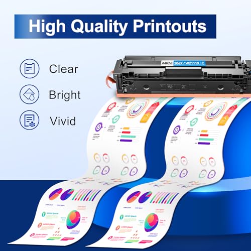 Image of InkNI 206X Toner Cartridges 4 Pack High Yield Compatible Replacement for HP Color LaserJet MFP M282nw M283fdw M283cdw Pro M255dw Printer|206A 206 206X Toner Set BK /C /M /Y|W2110X W2110A