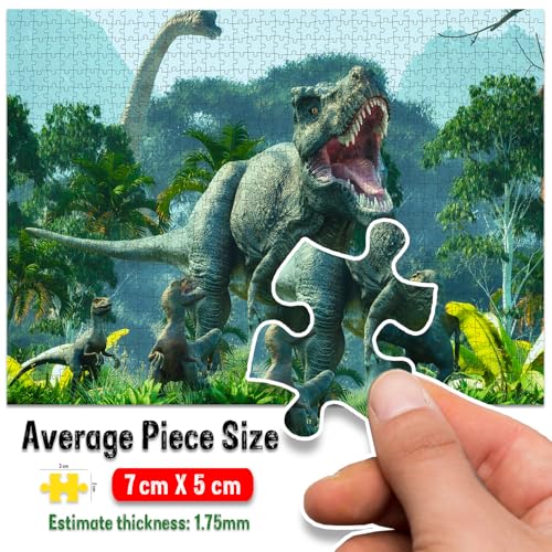 Image of Dinosaurs Puzzle Box - 1000 Piece Jigsaw Puzzle | Prehistoric Adventure Brain Game | Educational Gift for Kids and Dinosaur Lovers