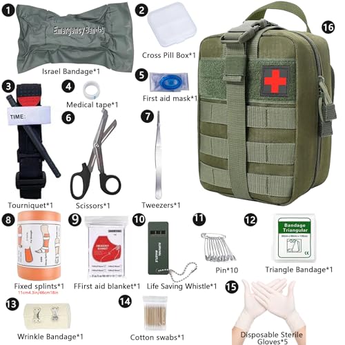 Erste Hilfe Set, Medizinische Taktische Tasche,Medizinische Tasche für Camping, Jagd, Wandern, Zuhause,Auto und Abenteuer,Trauma Kit,Military Combat Survival Everyday Carry Blutungskontrolle