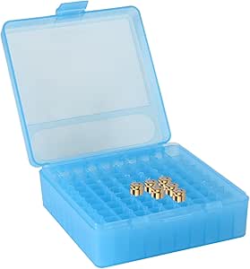 Prothens 100 Round Flip-Top Pistol Ammo Box Plastica impilabile e bloccabile Ammo Storage Can-Blue 4,65&#34;*4,65&#34;*1,77&#34;