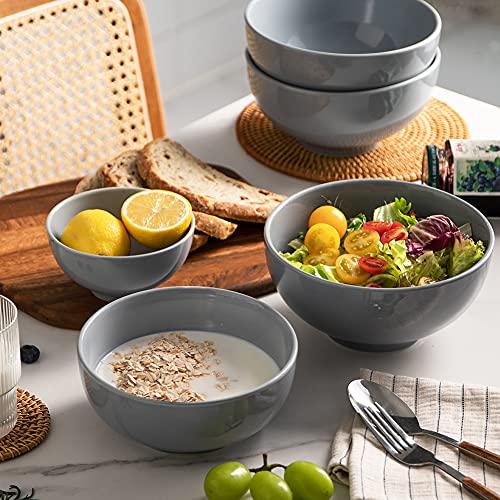 Sweejar 11 Ounce Porcelain Serving Bowls For Salad Pasta Side Dish, 4.5 Inch Ceramic Bowl Set For Family Daily Use, Stackable Bowls For Kitchen, Set Of 4(Gray) #TOP5