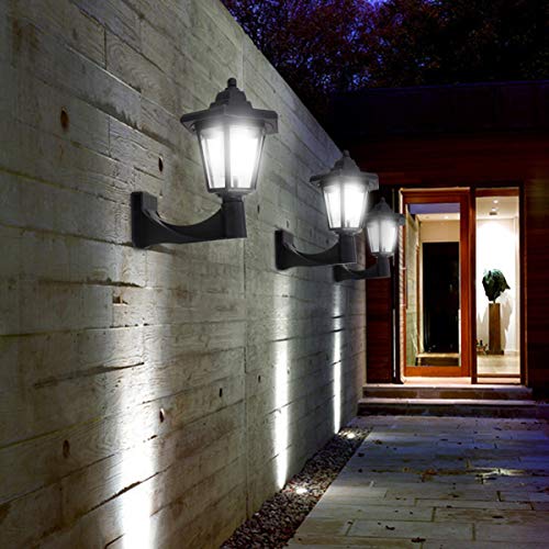 SOLUSTRE Luminária de parede à prova d'água com energia solar, lâmpada de parede vintage hexagonal