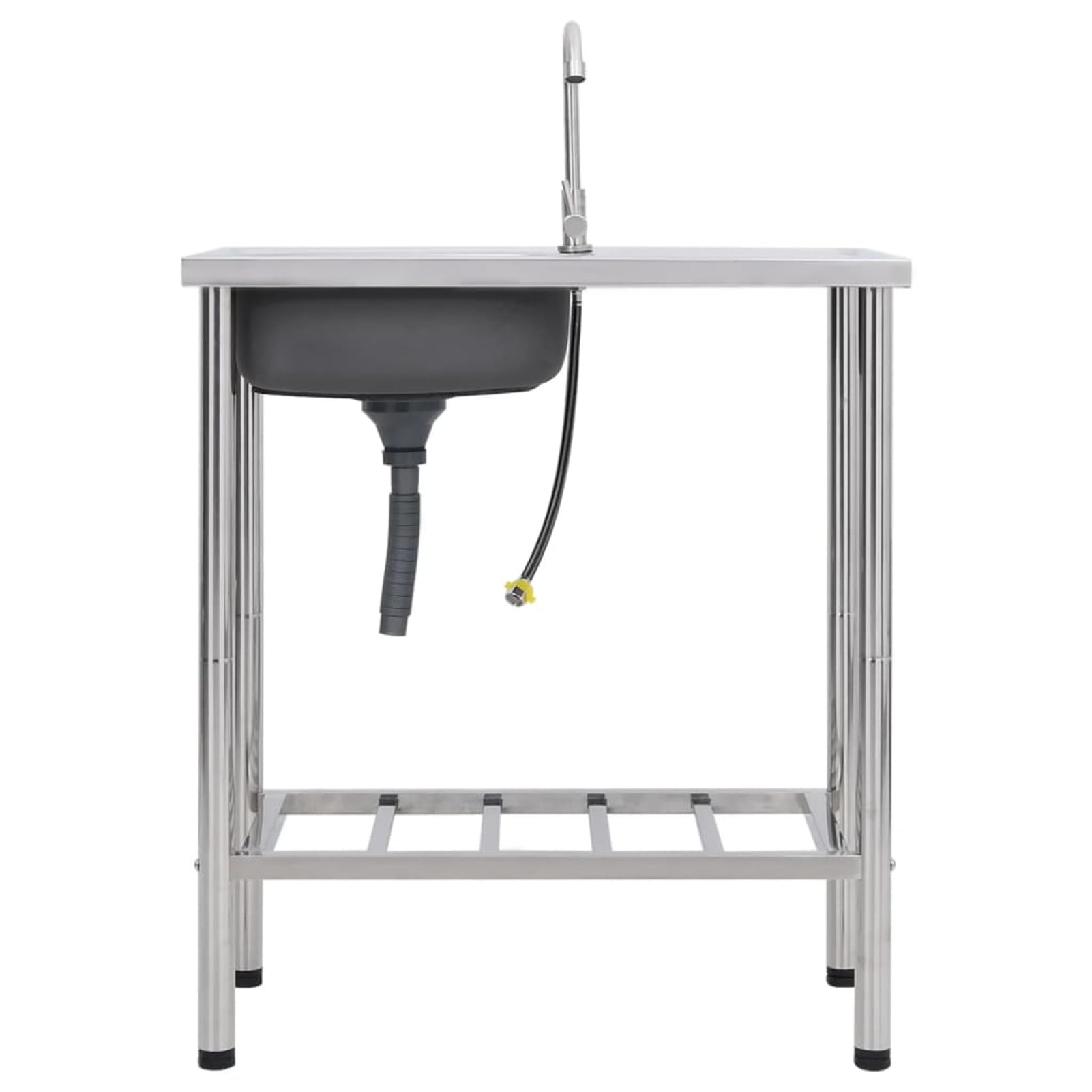 Gecheer Fregadero de Camping de Un Seno y Grifo Fregadero de Cocina Independiente Fregadero Jardin Exterior Fregadero para Jardín Exterior Barbacoa BBQ Acero Inoxidable