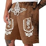 Pantalones de traje regional para hombre, Oktoberfest, estampados, pantalones cortos de aspecto desgastado, vintage, pantalones de traje regional bávaro, pantalones cortos con cordón, pantalones