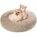 KROSER Chat Chiens Lit Paniers Rond de Luxe 60 cm, Coussin Animaux Donut de Compagnie Lavable et Chaud Super Doux et Confortable pour Petits Chiens et Chats - Brun Clair
