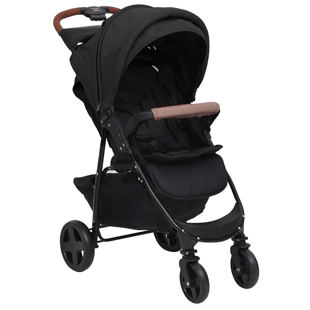 Passeggino combinato 3 in 1 con ovetto, passeggino pieghevole in acciaio e lino, antracite