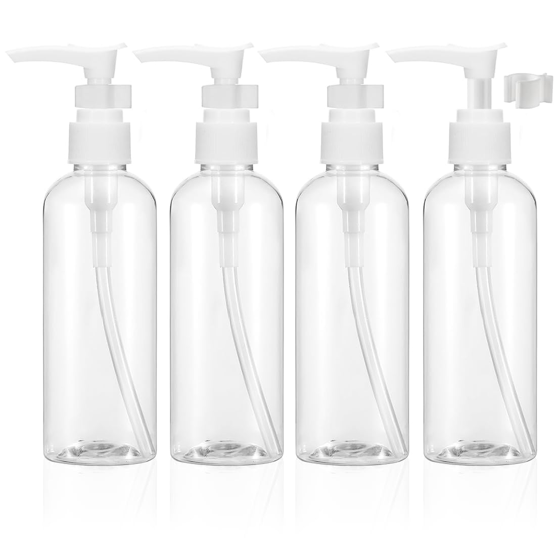 4 Pezzi Flaconi da Viaggio 100 ml, Bottiglie da Viaggio Trasparenti, Contenitori da Viaggio per Liquidi, Boccette Contenitori Ricaricabile, per Cosmetici, Lozione, Bagno, Shampoo
