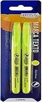 Caneta Marca Texto Fluorescente Amarelo Blister com 2 Unidades, BRW