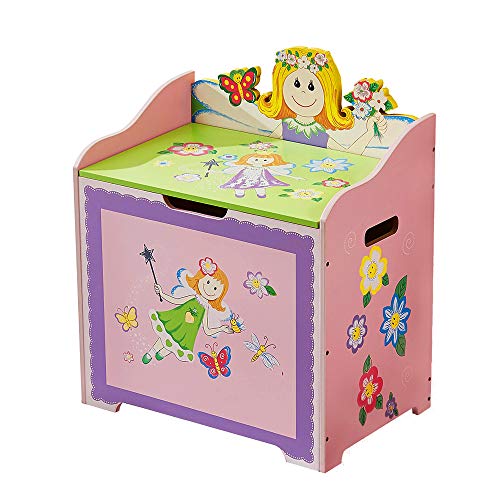 WODENY Caja de juguetes de madera | Baúl de juguetes grande | Cajas de almacenamiento de juguetes con tapa para niños y niñas (rosa 1) Cover