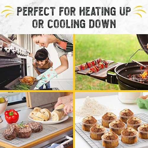 AMERTEER Nonstick Cooling Racks For Cooking And Baking | Wire Rack For Baking Sheet, Baking Rack For Oven Cooking, Heavy Duty 100% Stainless Steel Cookie Cooling Racks | 46 x 26 cm Fits Jelly Roll Pan