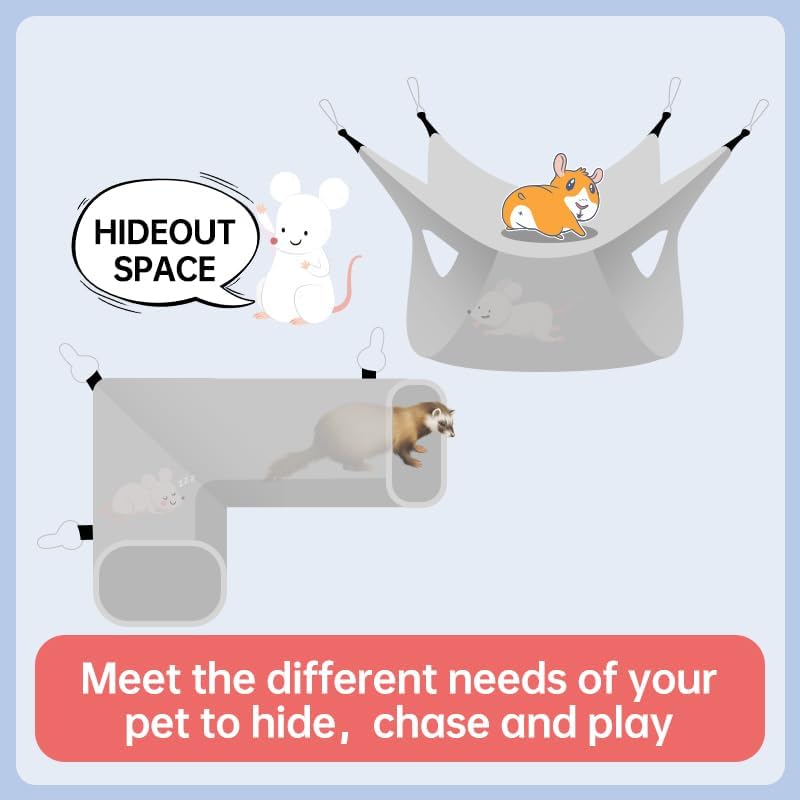 Miniatura 4 de Hamaca y escondite de túnel de conejillo de indias de gran calibre y rata, juguete de esquina para conejillo de indias, hurón, erizo y cerdito para