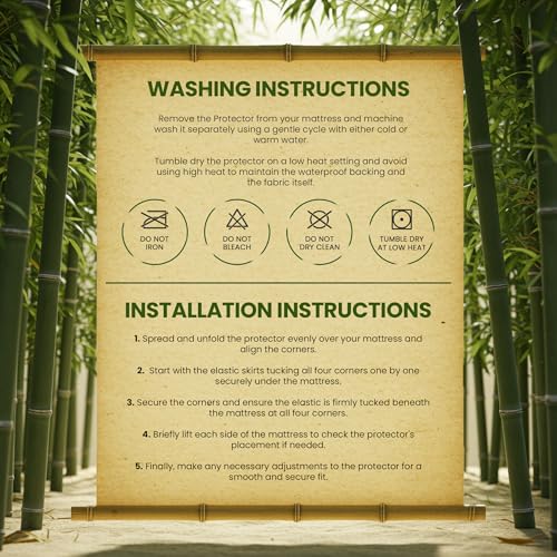 Image of Utopia Bedding Waterproof Mattress Protector Queen Size Bed, Premium 200 GSM Bamboo Viscose Cooling Mattress Cover, Soft and Breathable, Fitted Style with 17 Inches Deep Stretchable Pockets