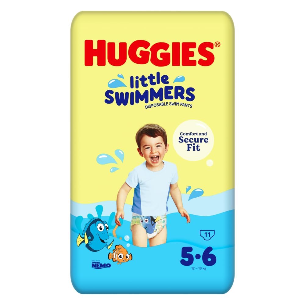 Huggies Little Swimmers Disposable Swim Nappies for Babies and Children Size 5-6 (12-18 kg), 11 Bath Nappies, Unisex