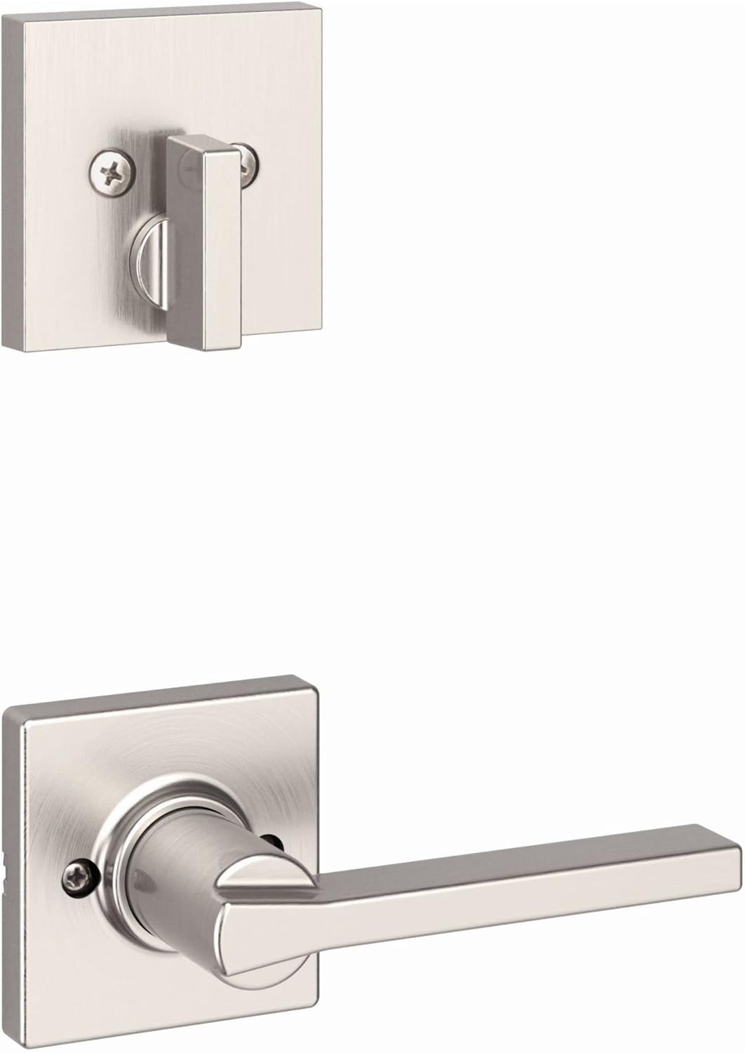 Kwikset 971CSLSQT-15 Single Cylinder Interior Casey Lever Trim with Square Rose Satin Nickel Finish