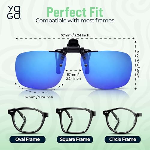 Image of Success Eyewear Clip On Sunglasses Flip Up Polarized Sunglasses Clip onto Eyeglasses Over Prescription Glasses Case Included