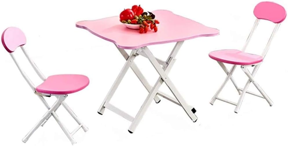 GJ Folding Dining Table And Chair Combination, Home Small Square Table/study/desk, Outdoor Portable Table And Chair, (1×table+2×chair), 2 Colors table (Color : A, Size : 60X60×72CM)