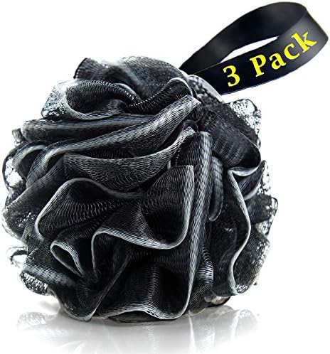 Easymoo Bath Loofahs Sponge Shower Pouf Body Scrubber Mesh Pouf Bath Sponge 3 Pack