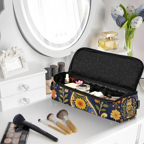 Bolsa de viaje y tapete resistente al calor para herramientas de cabello, organizador para plancha de pelo, rizador y secador, diseño con flores miniatura 7
