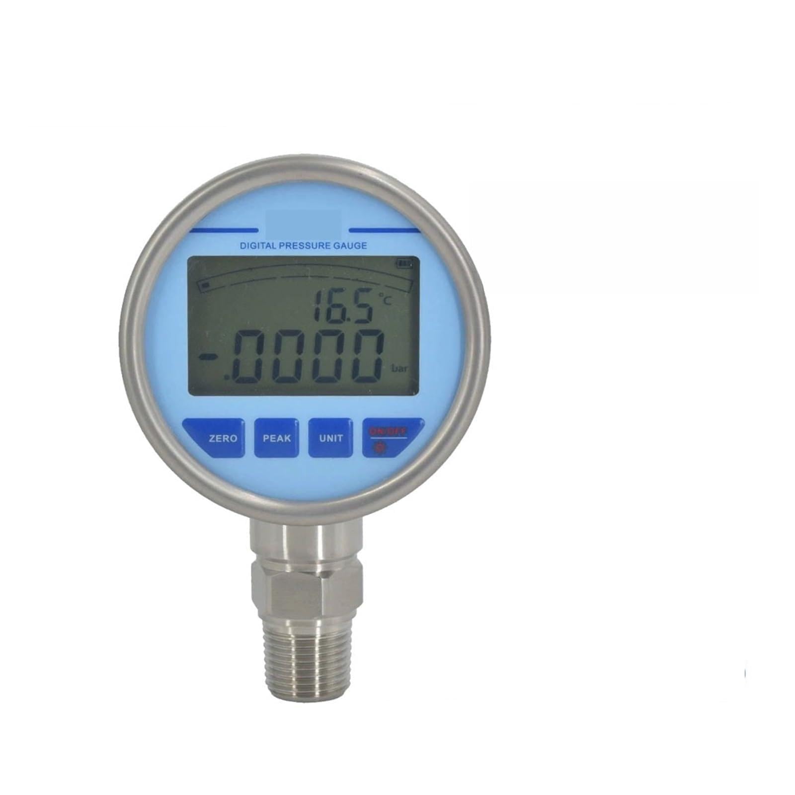 Druckmessgerät, Manometer aus Edelstahl der Klasse 4A, Genauigkeit 0,1% FS, batteriebetrieben, Hintergrundbeleuchtung, Spitzenwerthalt Öl, Kraftstoff, Luft, Wasser(G1-2,0-2.5Mpa)