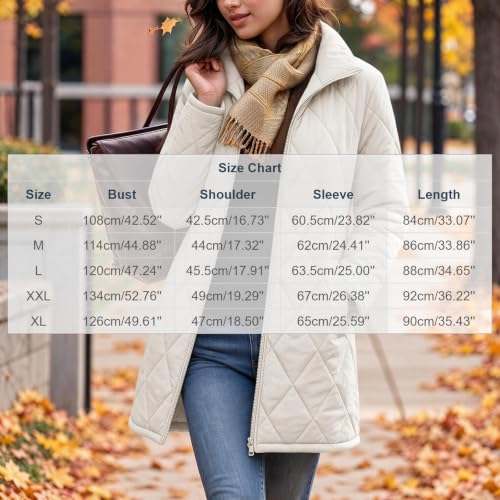 Quilted Jackets for Women Lightwight Fall Winter Mid Length Padded Coats - image 5