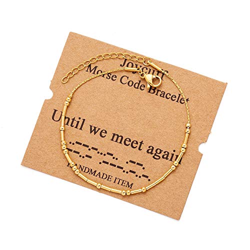 Image of JoycuFF Inspirational Morse Code Bracelets for Women Silver Beads Jewelry Encouragement Mantra Gifts for Her